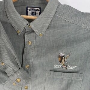 Vintage Lee Casual Collection Men 2XL Button Down Shirt Eagle Claw Fishing Hooks